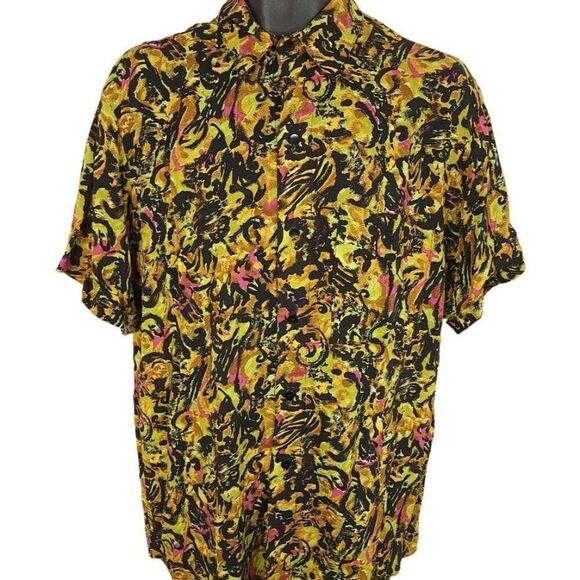 Couturier Collection Camp Shirt Vintage 80s Abstract All Over Print Made In USA - Picture 1 of 6